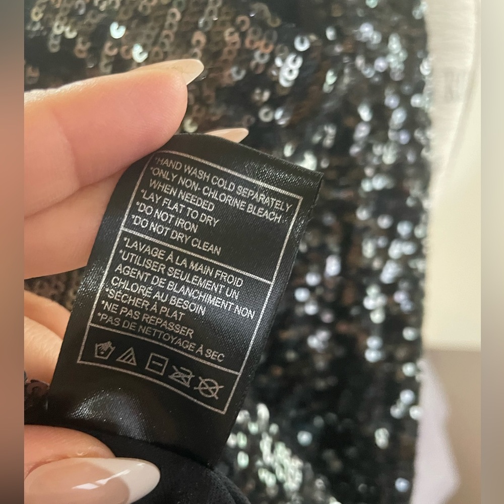 Steve Madden  Black sequined Top  size‎ Medium New Grunge Festival Night out - Picture 7 of 8